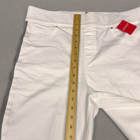 SPANX Pants Womens 1x White Side Stripe Skinny Jeans Raw Hem Stretch - Picture 11 of 11